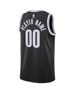 Maillot personnalisé icône noire des Brooklyn Nets