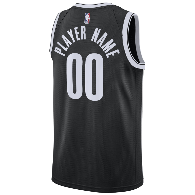 Maillot personnalisé icône noire des Brooklyn Nets