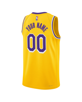 Maillot personnalisé édition icône jaune des Lakers de Los Angeles
