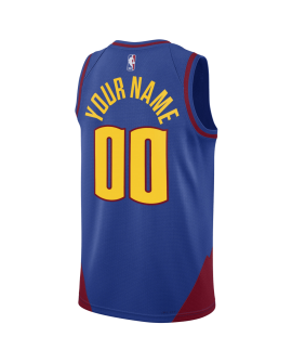Maillot personnalisé avec déclaration bleue des Denver Nuggets