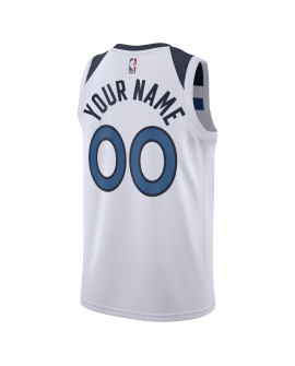 Maillot personnalisé de l'association blanche des Minnesota Timberwolves