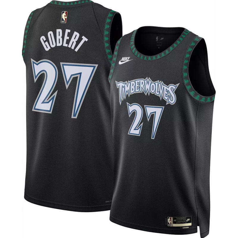 Maillot Swingman Nike pour adulte Minnesota Timberwolves Rudy Gobert n° 27 noir Hardwood Classics