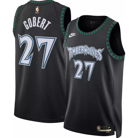 Maillot Swingman Nike pour adulte Minnesota Timberwolves Rudy Gobert n° 27 noir Hardwood Classics