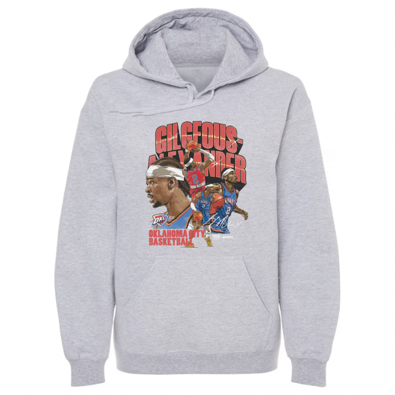 Sweat à capuche gris collage Oklahoma City Thunder Shai Gilgeous-Alexander 500 Level pour homme