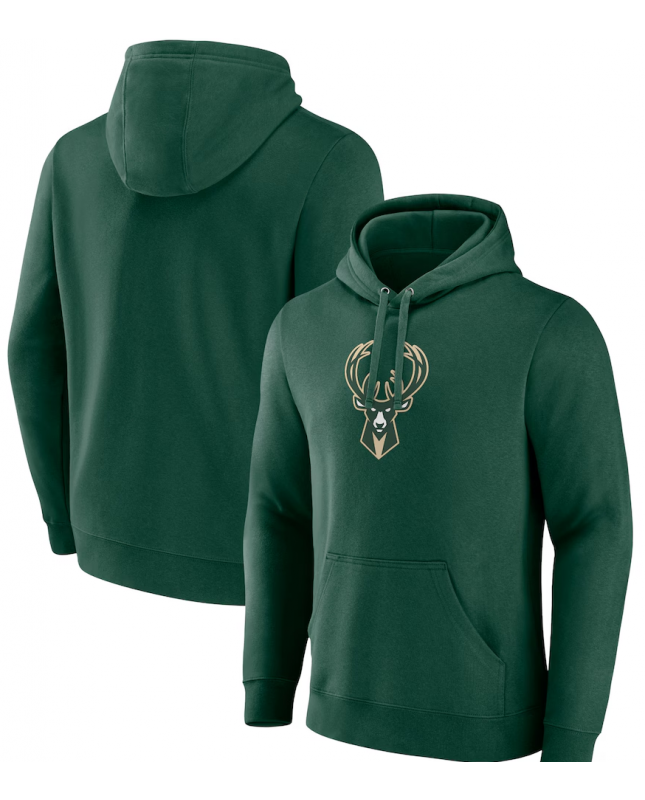 Sweat à capuche pour homme Milwaukee Bucks vert chasseur avec logo principal
