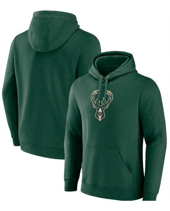 Sweat à capuche pour homme Milwaukee Bucks vert chasseur avec logo principal