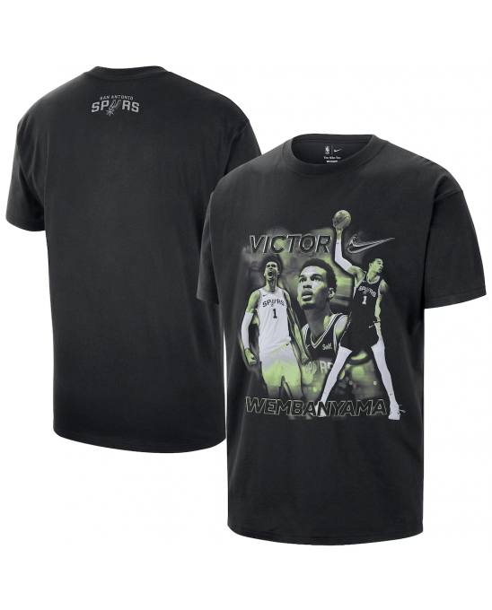 T-shirt athlétique noir Nike Victor Wembanyama des San Antonio Spurs, unisexe