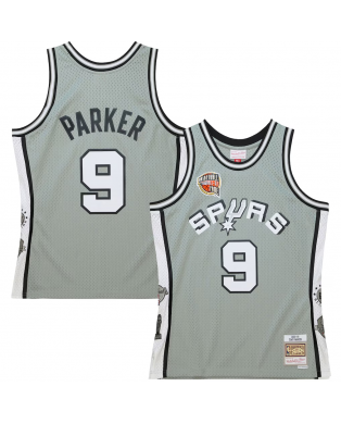 Maillot Swingman rétro unisexe Tony Parker des San Antonio Spurs Mitchell & Ness gris Hall of Fame promotion 2023
