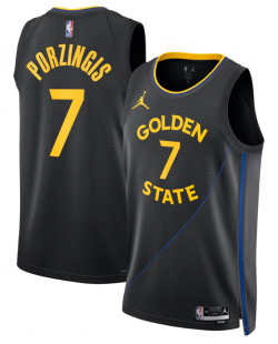 Maillot Swingman unisexe des Golden State Warriors avec Kristaps Porziņģis de Jordan Brand – en noir – « Statement Edition »
