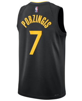 Maillot Swingman unisexe des Golden State Warriors avec Kristaps Porziņģis de Jordan Brand – en noir – « Statement Edition »
