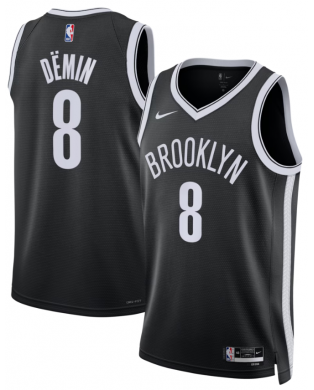 Maillot Swingman Nike noir unisexe des Brooklyn Nets - Egor Dëmin - Édition Icon