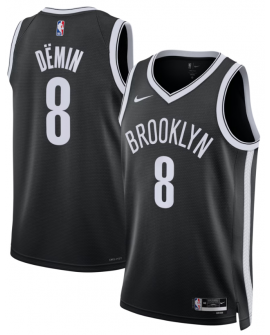Maillot Swingman Nike noir unisexe des Brooklyn Nets - Egor Dëmin - Édition Icon