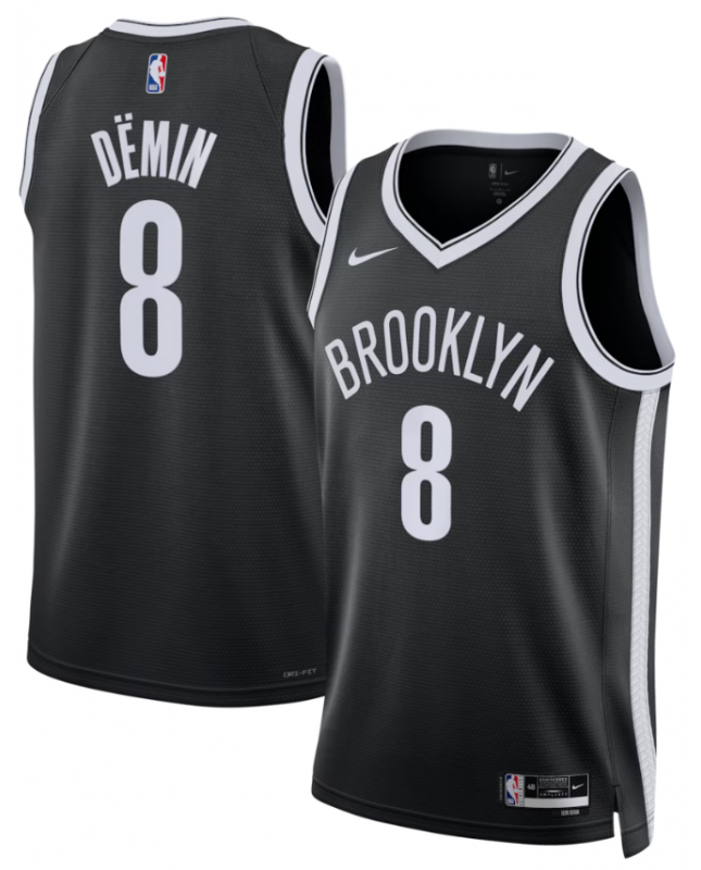 Maillot Swingman Nike noir unisexe des Brooklyn Nets - Egor Dëmin - Édition Icon