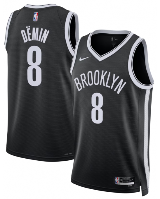 Maillot Swingman Nike noir unisexe des Brooklyn Nets - Egor Dëmin - Édition Icon