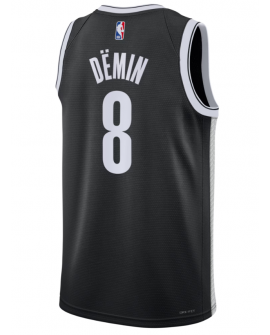 Maillot Swingman Nike noir unisexe des Brooklyn Nets - Egor Dëmin - Édition Icon