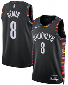 Maillot Swingman unisexe Nike Brooklyn Nets Egor Dëmin noir 2025/26 - Édition City