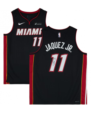 Maillot Swingman Nike Icon Edition noir Authentic signé par Jaime Jaquez Jr. des Miami Heat