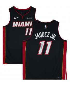 Maillot Swingman Nike Icon Edition noir Authentic signé par Jaime Jaquez Jr. des Miami Heat