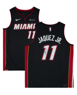 Maillot Swingman Nike Icon Edition noir Authentic signé par Jaime Jaquez Jr. des Miami Heat