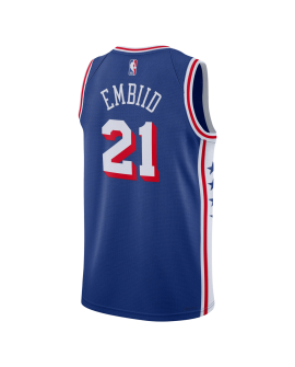 Joel Embiid #21 Maillot Icône Bleue des 76ers de Philadelphie