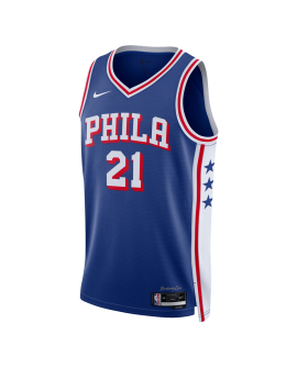 Joel Embiid #21 Maillot Icône Bleue des 76ers de Philadelphie