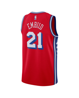 Joel Embiid #21 Maillot de déclaration rouge des 76ers de Philadelphie
