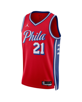Joel Embiid #21 Maillot de déclaration rouge des 76ers de Philadelphie