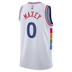 Tyrese Maxey #0 Maillot blanc édition ville des 76ers de Philadelphie