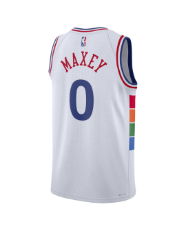 Tyrese Maxey #0 Maillot blanc édition ville des 76ers de Philadelphie