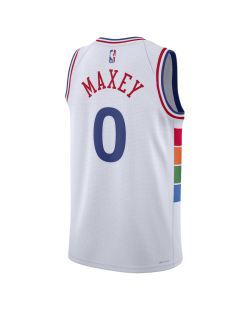 Tyrese Maxey #0 Maillot blanc édition ville des 76ers de Philadelphie