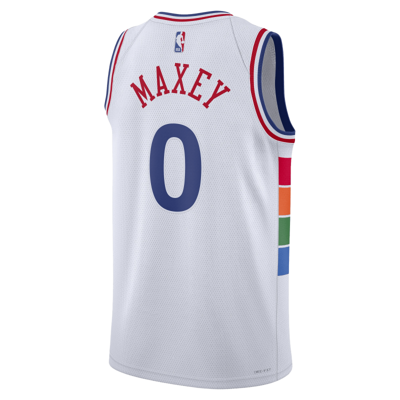 Tyrese Maxey #0 Maillot blanc édition ville des 76ers de Philadelphie