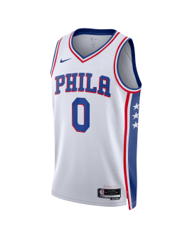 Tyrese Maxey #0 Maillot blanc de l'association des 76ers de Philadelphie