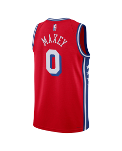 Tyrese Maxey #0 Maillot de déclaration rouge des 76ers de Philadelphie