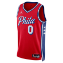 Tyrese Maxey #0 Maillot de déclaration rouge des 76ers de Philadelphie