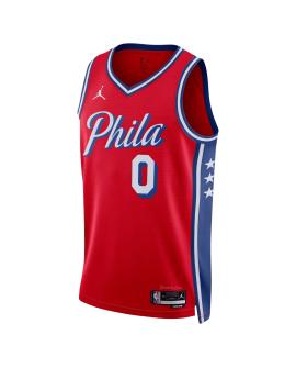 Tyrese Maxey #0 Maillot de déclaration rouge des 76ers de Philadelphie