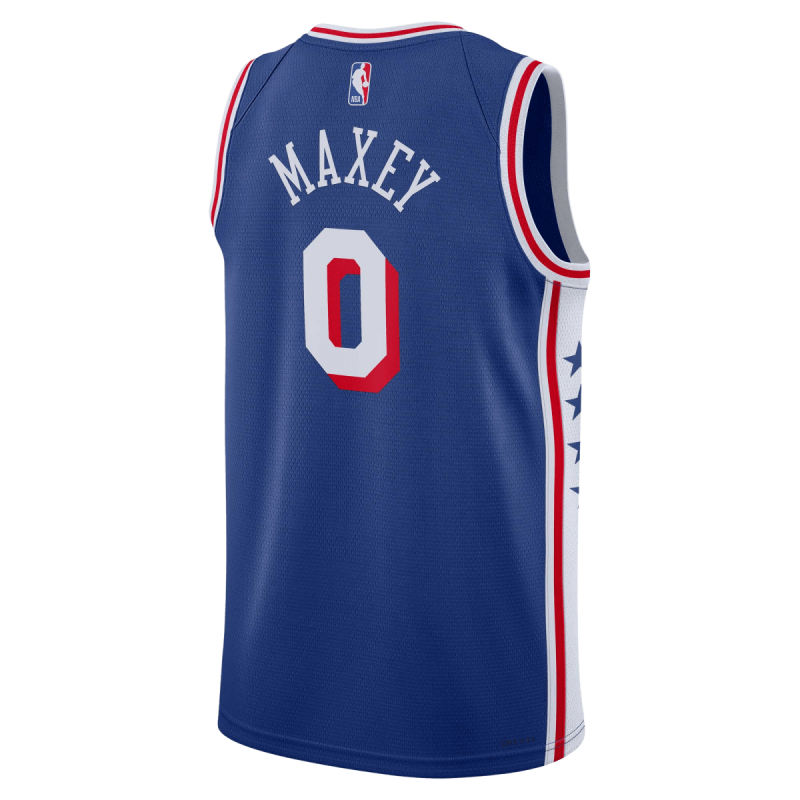Tyrese Maxey #0 Maillot Icon Bleu des 76ers de Philadelphie