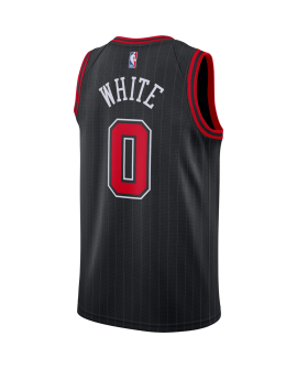 Coby White #0 Maillot de déclaration noir des Chicago Bulls