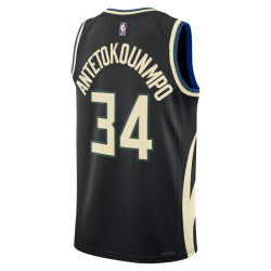 Giannis Antetokounmpo # 34 Maillot de déclaration noir des Milwaukee Bucks
