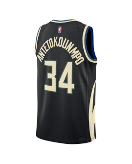 Giannis Antetokounmpo # 34 Maillot de déclaration noir des Milwaukee Bucks