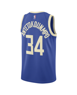 Giannis Antetokounmpo # 34 Maillot Milwaukee Bucks Royal City Edition