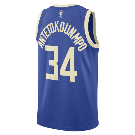 Giannis Antetokounmpo # 34 Maillot Milwaukee Bucks Royal City Edition