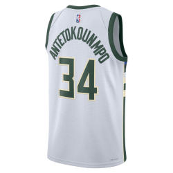 Giannis Antetokounmpo # 34 Maillot blanc de l'association Milwaukee Bucks