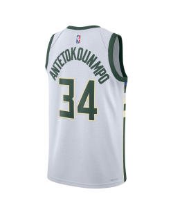 Giannis Antetokounmpo # 34 Maillot blanc de l'association Milwaukee Bucks