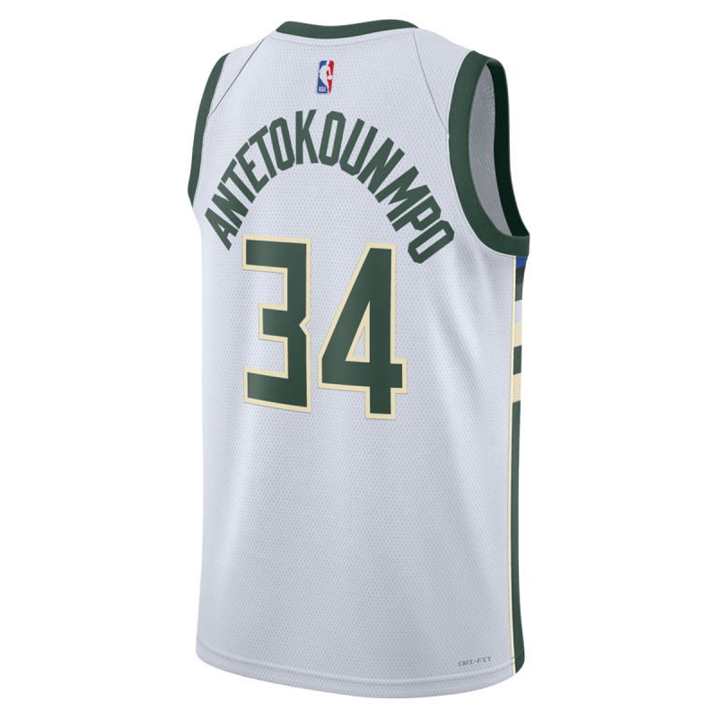 Giannis Antetokounmpo # 34 Maillot blanc de l'association Milwaukee Bucks