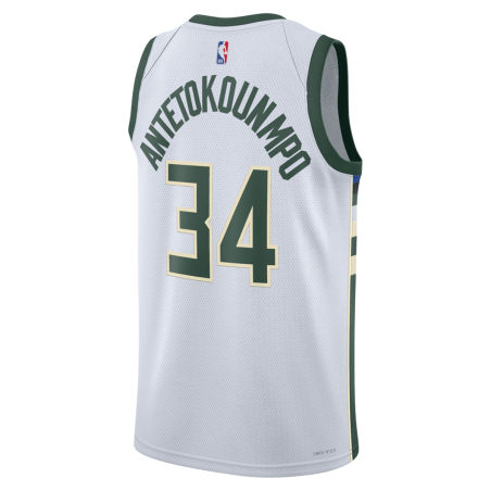 Giannis Antetokounmpo # 34 Maillot blanc de l'association Milwaukee Bucks
