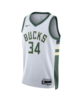 Giannis Antetokounmpo # 34 Maillot blanc de l'association Milwaukee Bucks
