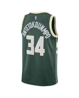 Giannis Antetokounmpo # 34 Maillot Icon vert Hunter des Milwaukee Bucks