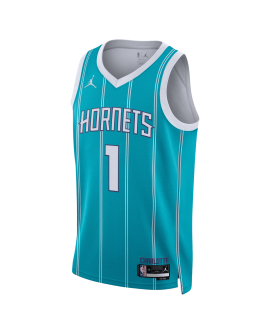 LaMelo Ball #1 Maillot Charlotte Hornets Bleu Sarcelle Icône