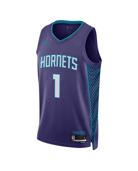 LaMelo Ball #1 Maillot de déclaration violet Charlotte Hornets