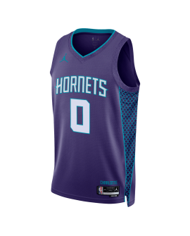 Miles Bridges #0 Maillot de déclaration violet Charlotte Hornets